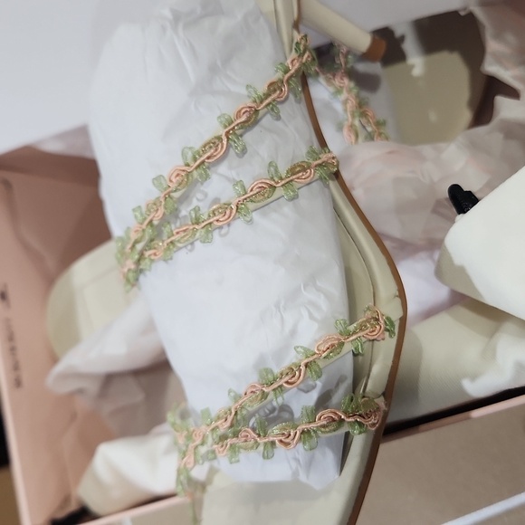 🔹DOLCE VITA🔹️ X For love and Lemons Betti Heeled Sandals Ivory Multi Size 9.5 - Picture 10 of 12